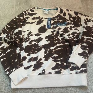 Ariat Women’s Real Hide Crew Sweatshirt Brown and Cream Sweater.Brand New w/ tag